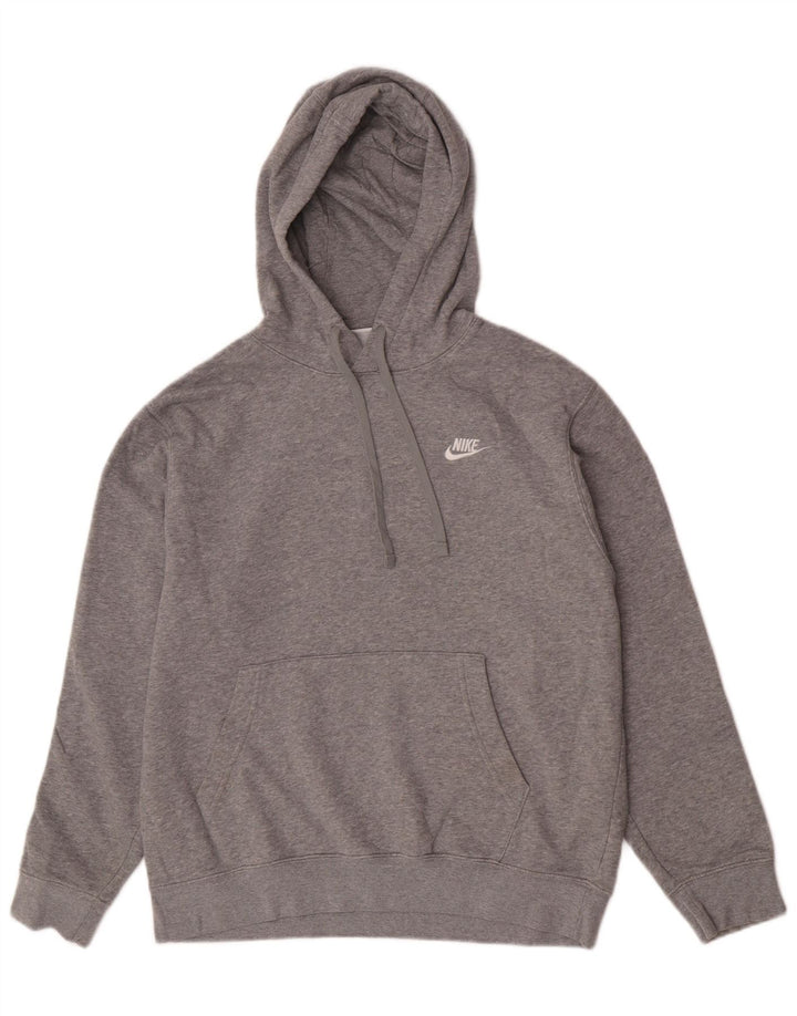 Мужской джемпер с капюшоном с графическим рисунком Nike, хлопковый джемпер среднего серого цвета с крапинками