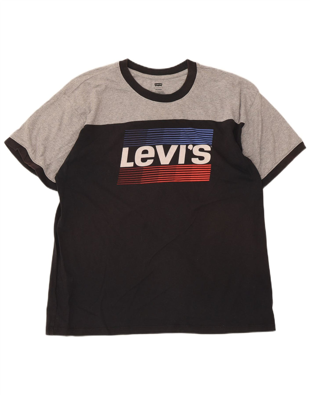 Мужская футболка свободного покроя с графическим рисунком Levi's, средний черный, хлопок с цветными блоками