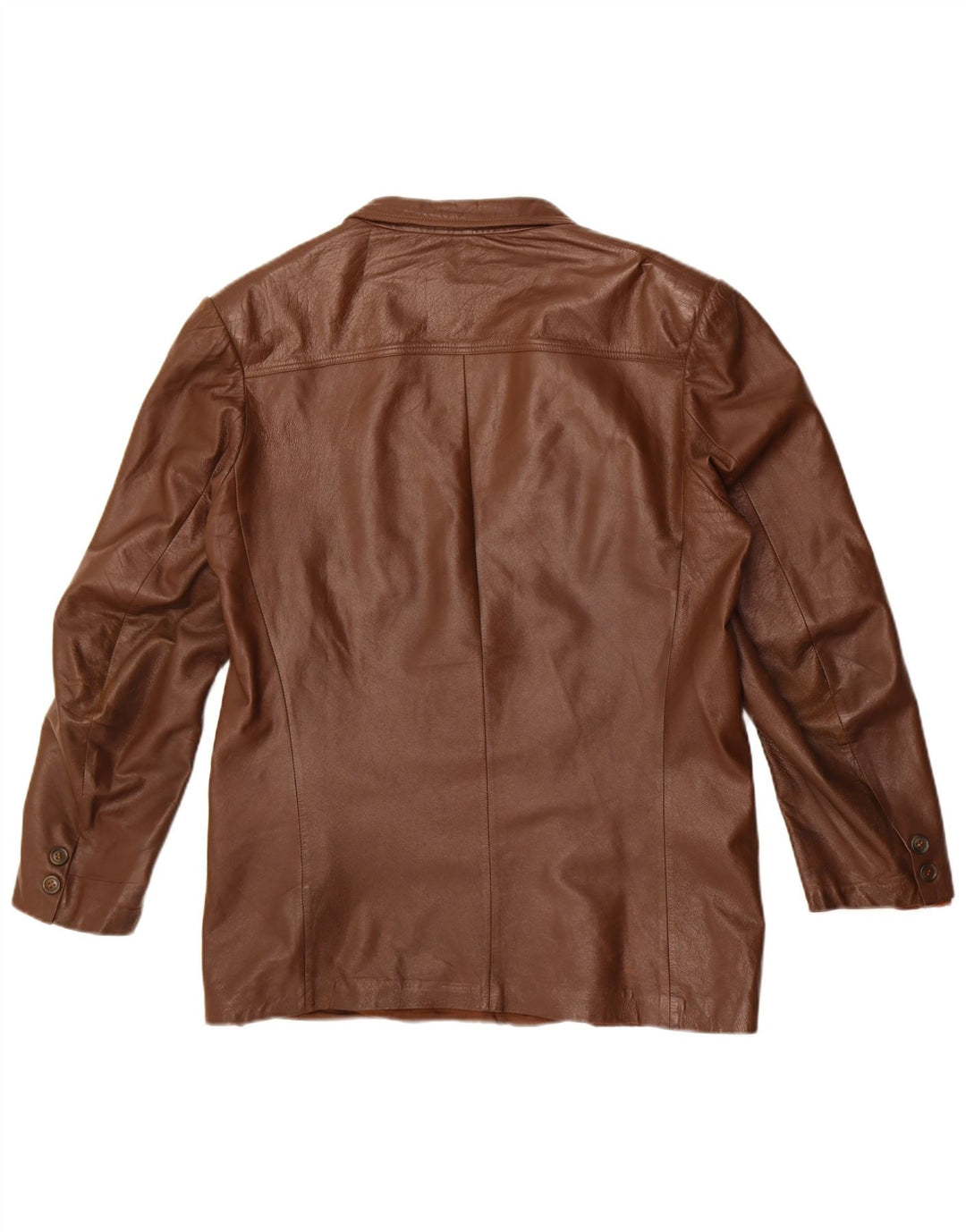 Винтажный мужской кожаный пиджак с 2 пуговицами, Великобритания 40, большой коричневый цвет