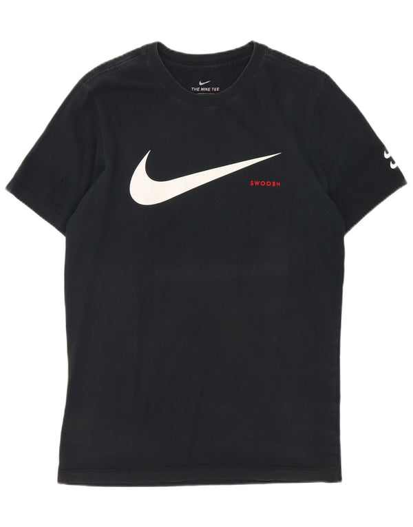 Мужская футболка с рисунком Nike Swoosh, маленький черный хлопковый топ