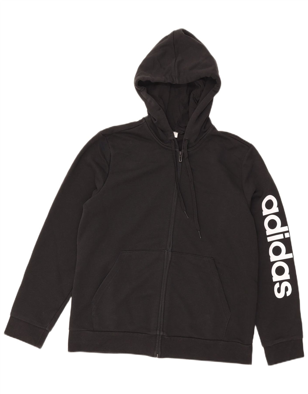 Мужской свитер с капюшоном Adidas на молнии с графическим рисунком, большой черный
