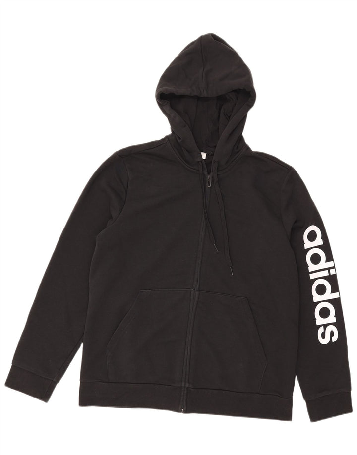 Мужской свитер с капюшоном Adidas на молнии с графическим рисунком, большой черный