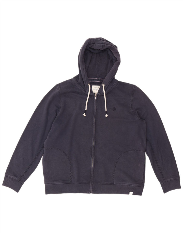 FAT FACE Mens Zip Hoodie Sweater Large Navy Blue Polyester