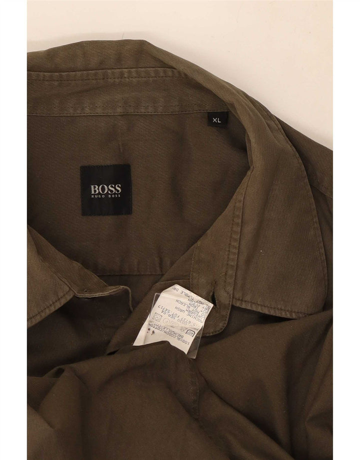 Мужская рубашка Hugo Boss XL цвета хаки, хлопок