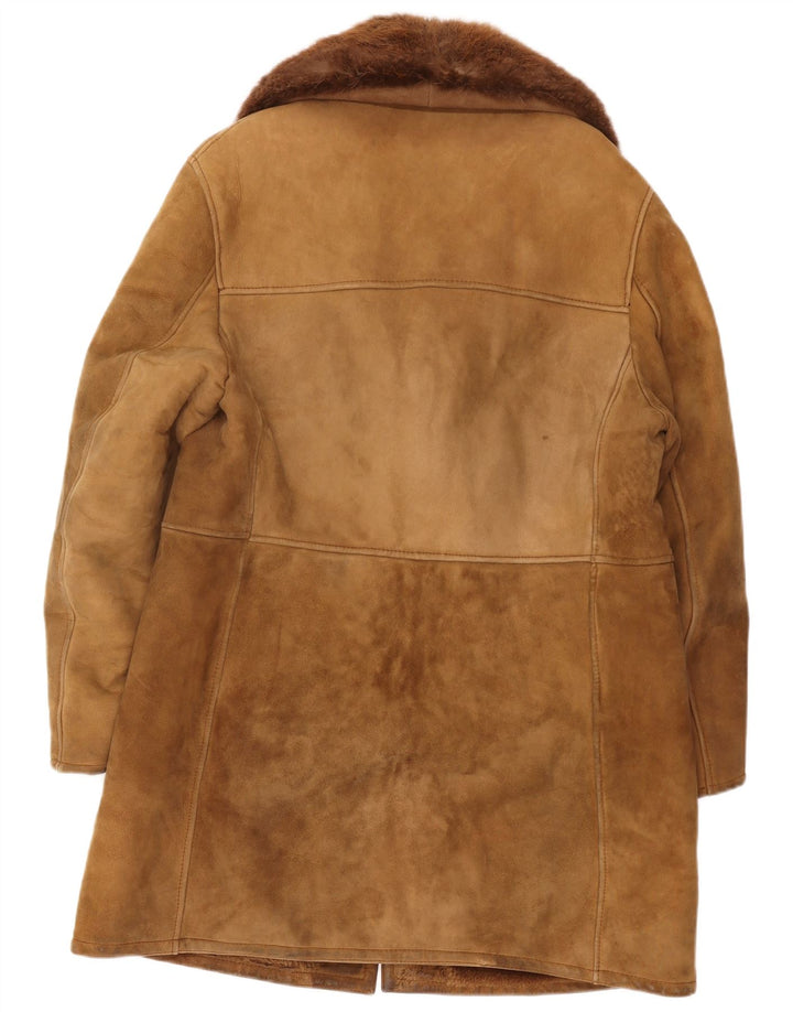 Винтажное мужское пальто из овчины UK 38 Medium Beige