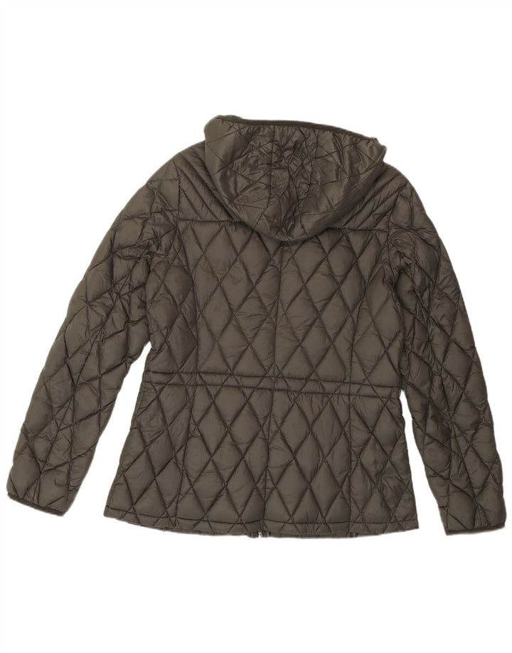 MICHAEL KORS Женская стеганая куртка с капюшоном UK 14 Средний Серый Нейлон