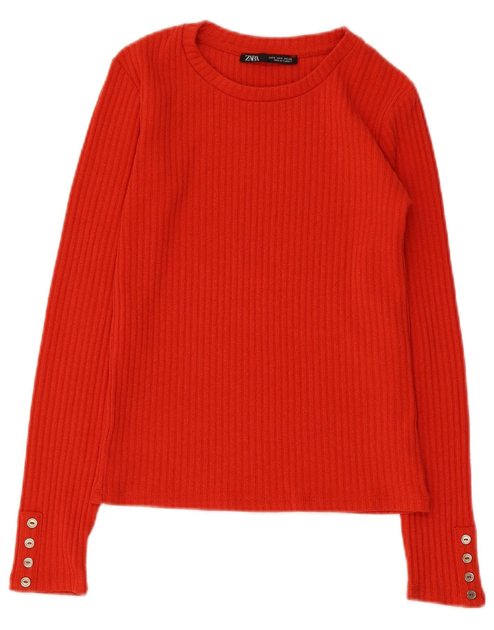 Женский топ Zara с длинным рукавом UK 8, маленький красный