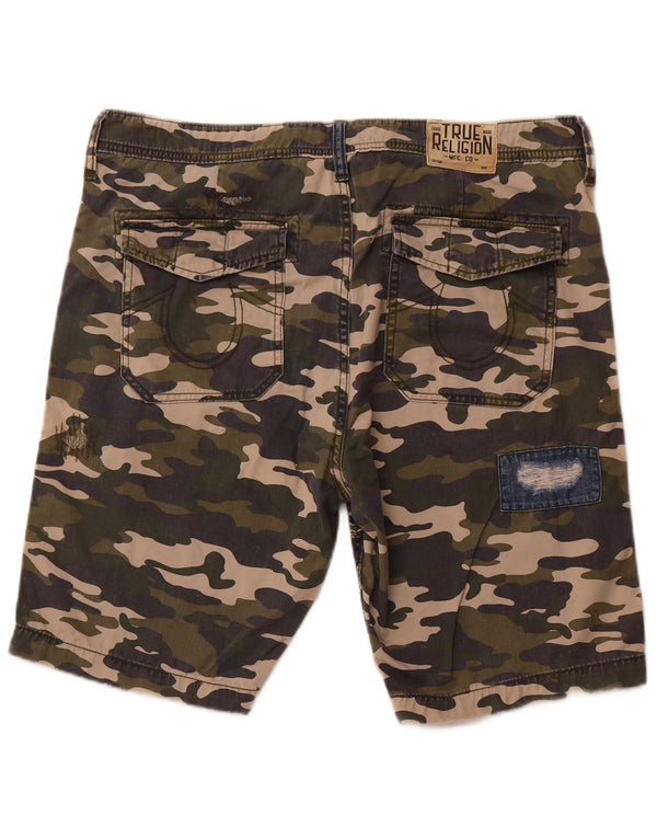 Мужские шорты-карго True Religion W34, большие камуфляжные хлопковые шорты цвета хаки