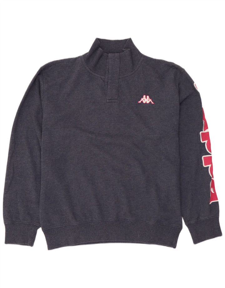 KAPPA Мужской свитшот на молнии с рисунком, большой темно-синий хлопковый джемпер