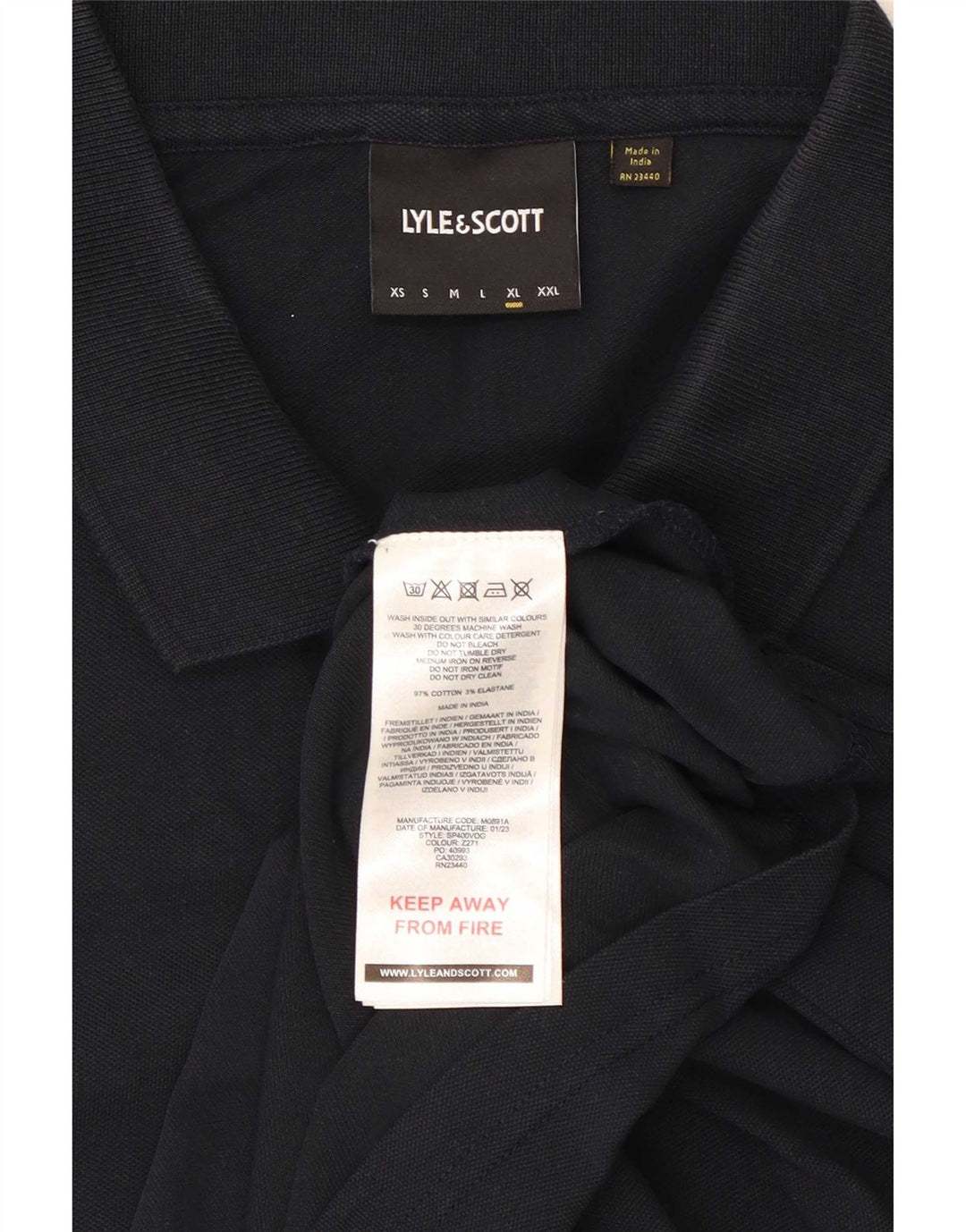 Мужская рубашка-поло Lyle & Scott XL, темно-синяя, хлопок
