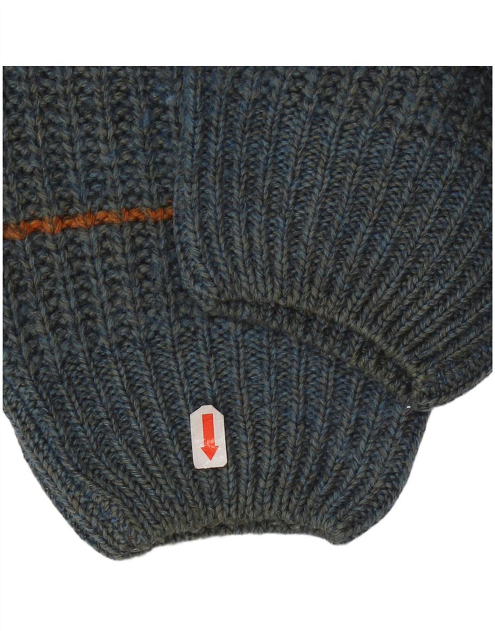 Винтажный мужской джемпер с круглым вырезом IT 50, средний синий в полоску