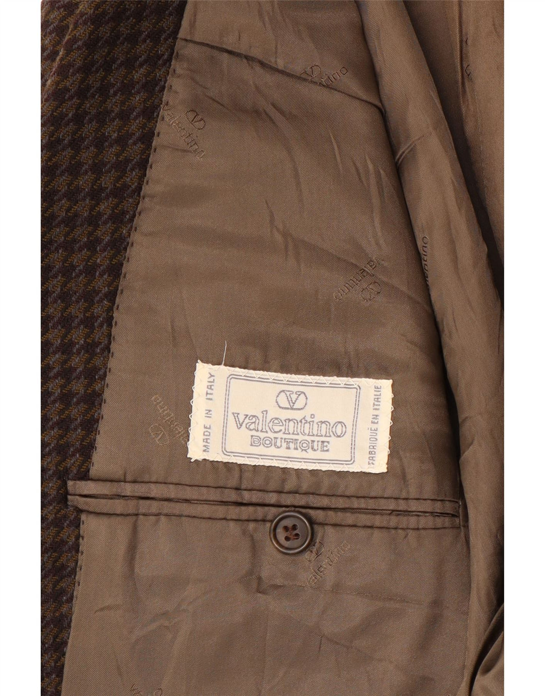 Мужской пиджак Valentino UK 38 Medium Brown Classic с узором «гусиные лапки»
