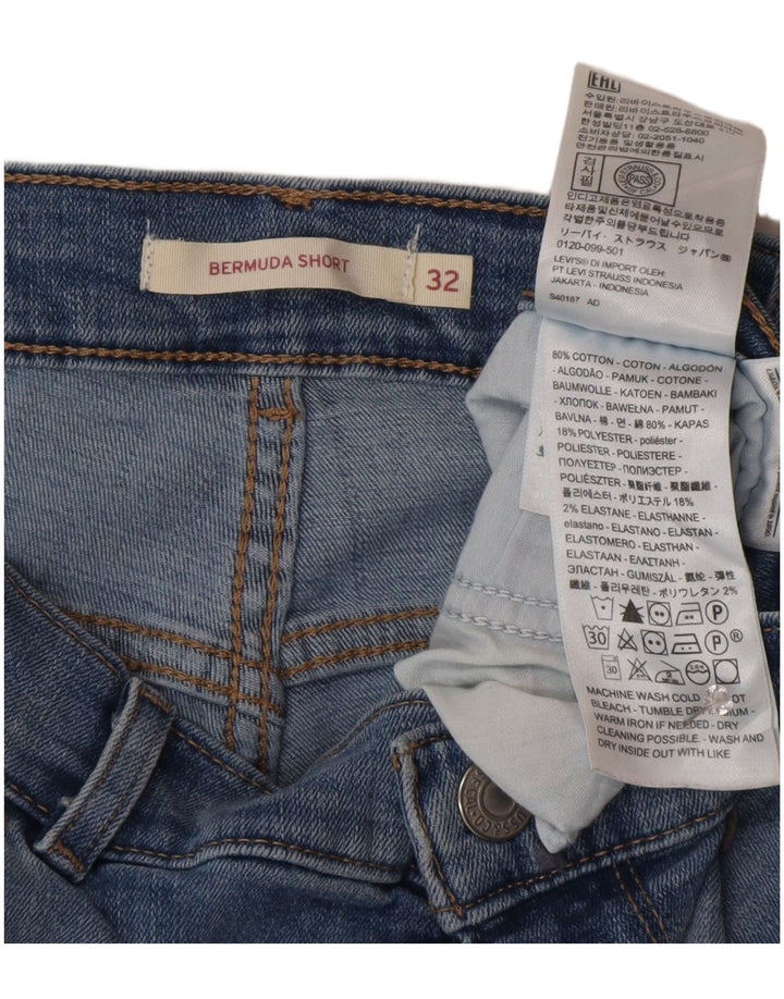 Женские джинсовые шорты-бермуды с потертостями LEVI'S W32, большие синие, хлопок
