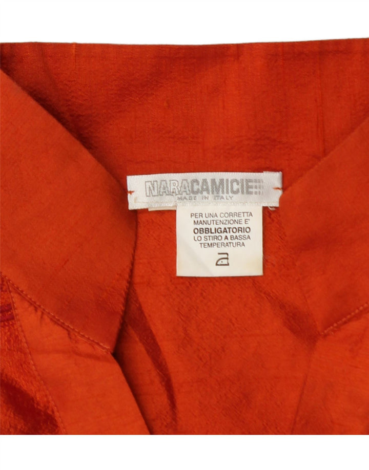 NARACAMICEE Womens Short Sleeve Shirt Blouse UK 12 Medium Orange Silk Vintage Naracamicee and Second-Hand Naracamicee from Messina Hembry 