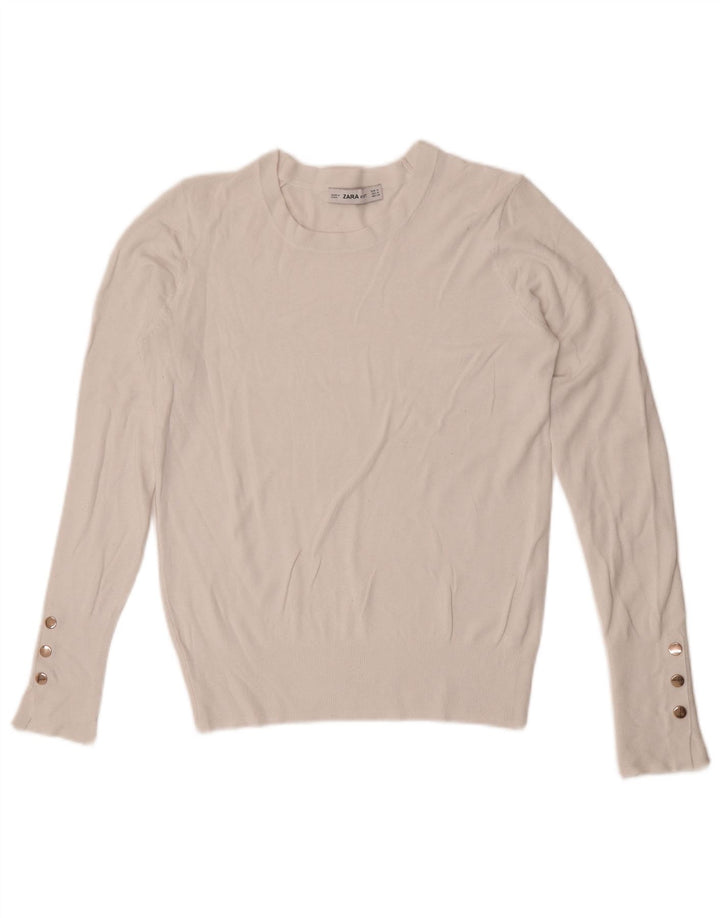 Женский джемпер с круглым вырезом Zara UK 12, средний белый