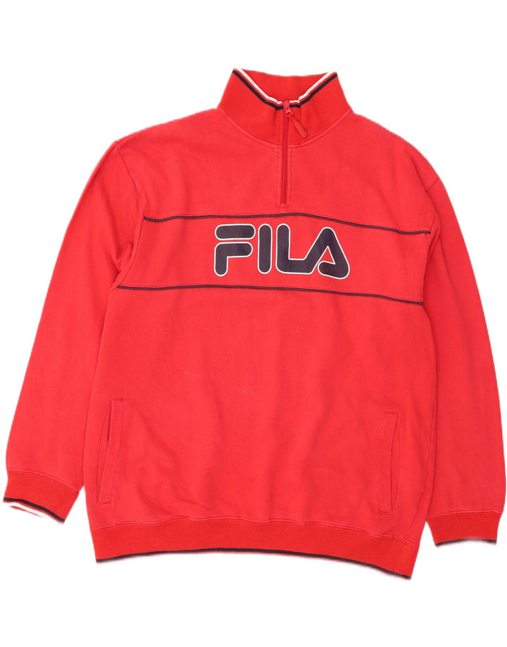 Мужской свитшот на молнии с рисунком Fila, 2XL, красный хлопок
