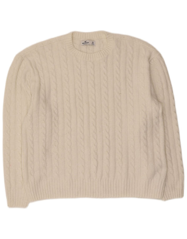 Женский свободный джемпер с круглым вырезом Hollister UK 6 XS, белый полиэстер