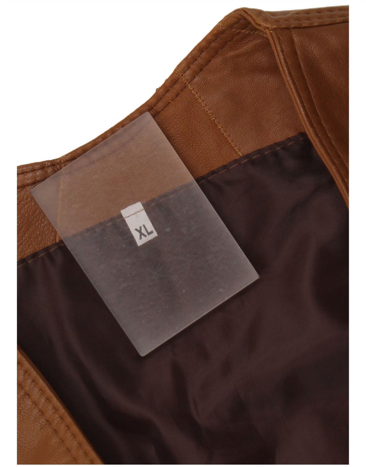 Винтажный мужской кожаный жилет XL коричневый