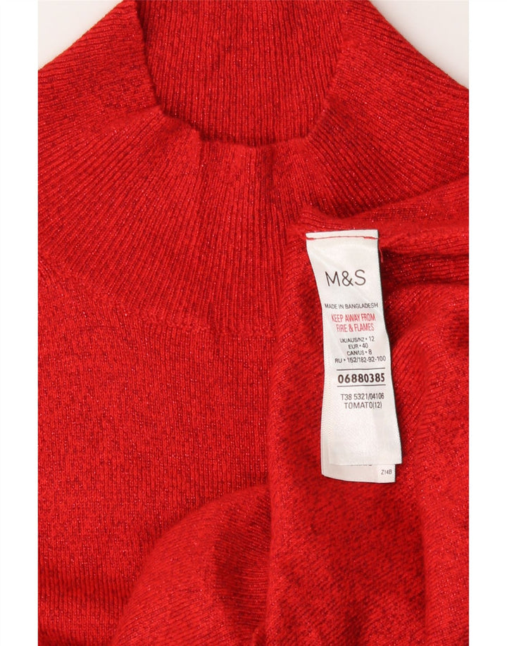 Женский джемпер с высоким воротником Marks & Spencer UK 12, средний красный вискоза
