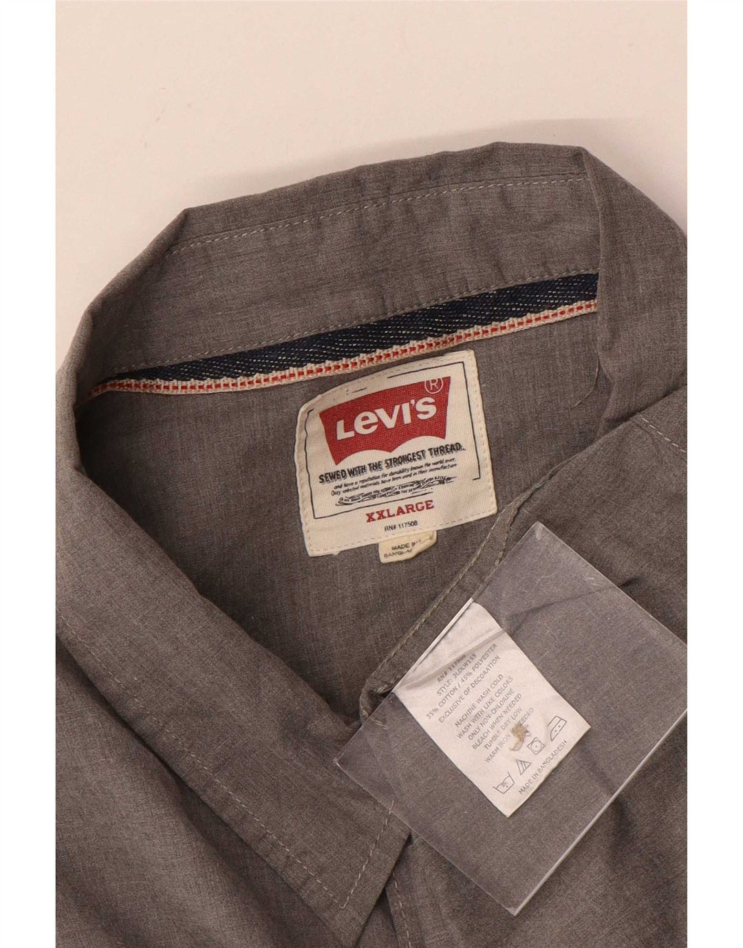 Мужская рубашка Levi's 2XL серая, хлопок