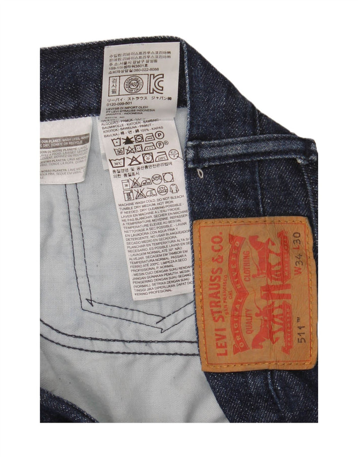 Мужские джинсы Levi's 511 Slim W34 L30 Темно-синие, хлопок