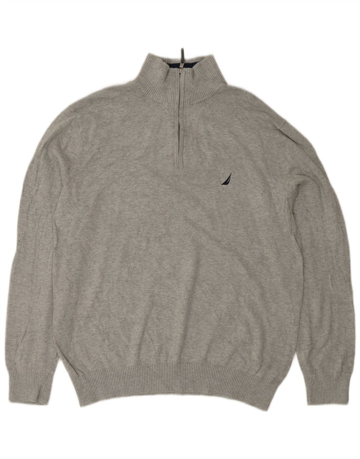 Мужской свитер NAUTICA с воротником на молнии, большой серый