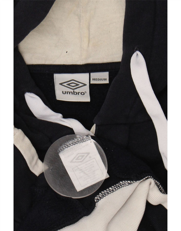 UMBRO Mens Graphic Hoodie Jumper Medium Navy Blue Cotton