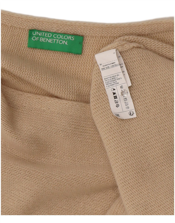 Женский асимметричный джемпер-пончо Benetton, один размер, бежевый, шерстяной