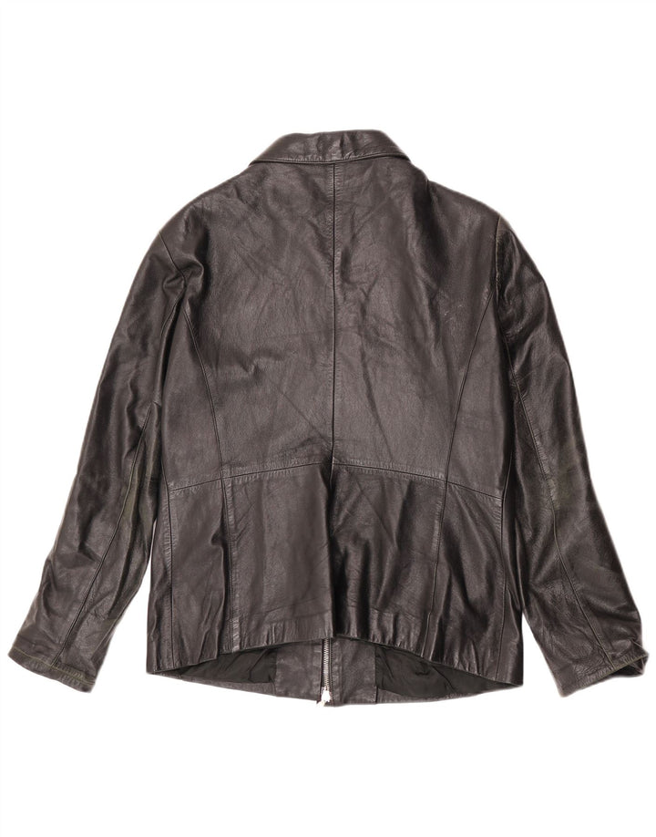 Винтажная женская кожаная куртка IT 52 2XL Черная кожа