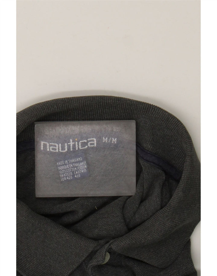 Мужская рубашка-поло Nautica, хлопковая серая полоска среднего размера