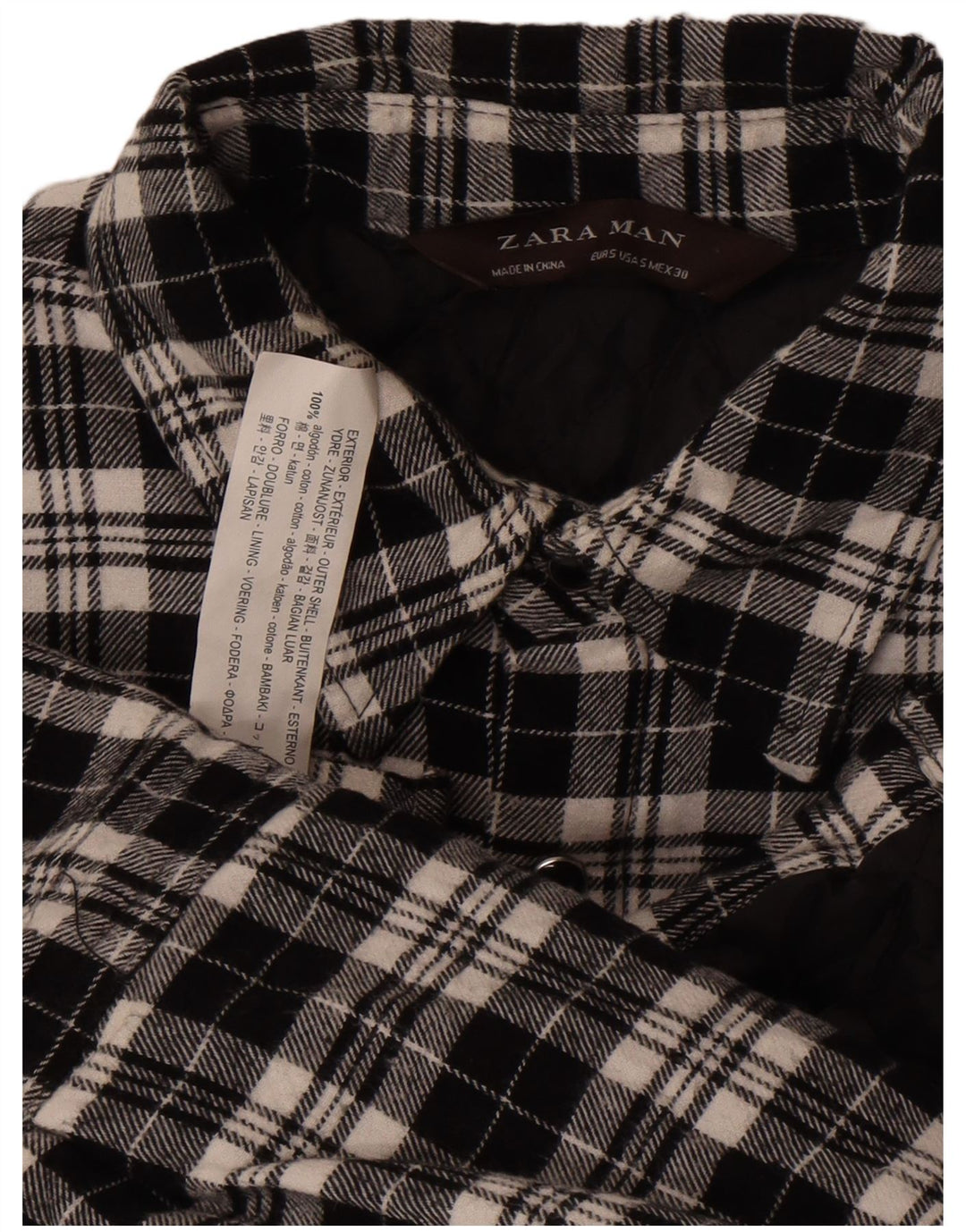 Мужская фланелевая рубашка Zara Lumberjack, маленькая черная хлопковая клетка