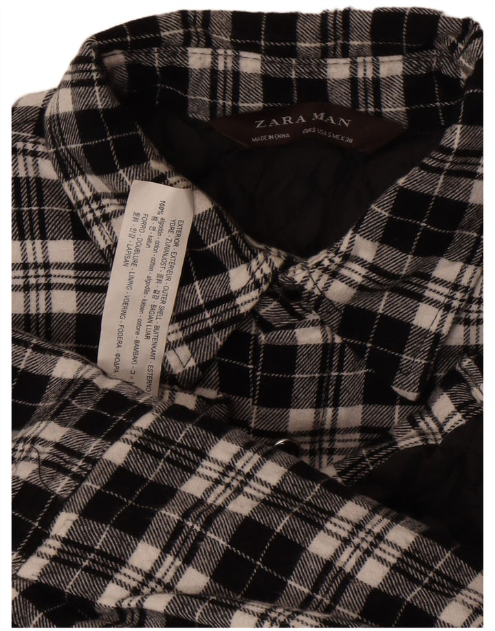 Мужская фланелевая рубашка Zara Lumberjack, маленькая черная хлопковая клетка