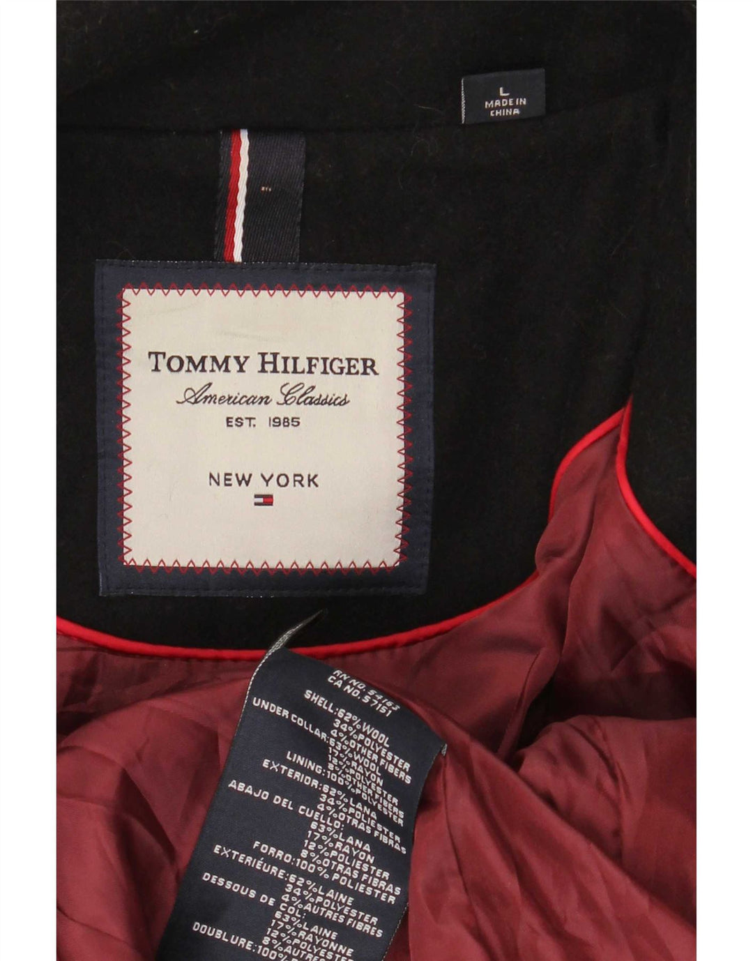 Женское бушлат Tommy Hilfiger UK 16, большой размер, черная шерсть