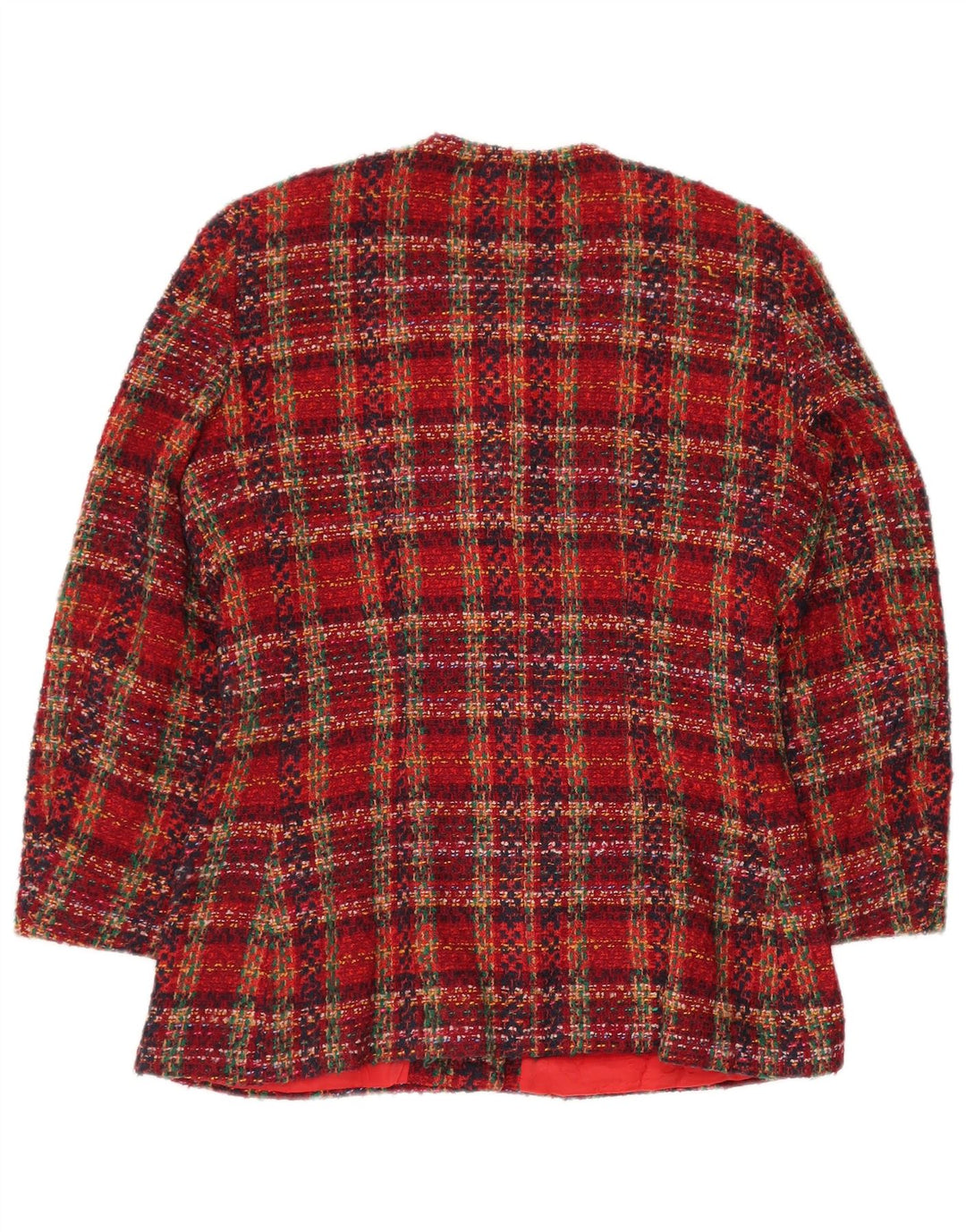ВИНТАЖНЫЙ женский пиджак на 6 пуговицах, Великобритания, 12, средний красный, в клетку, шерстяной