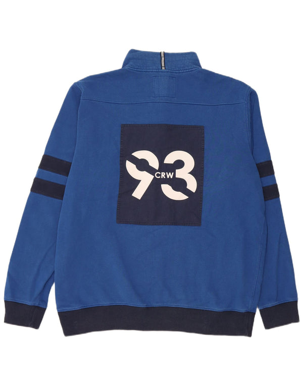 Crew Clothing Мужской свитшот на молнии с графическим принтом, джемпер XL, синий с цветными блоками