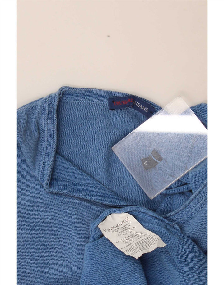 Мужской джемпер Trussardi Jeans с v-образным вырезом, средний синий хлопок, хлопковый