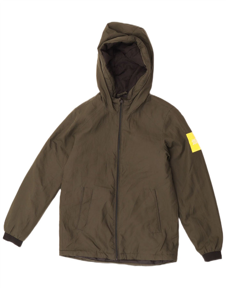Куртка-бомбер с капюшоном Jack & Jones для мальчиков 11-12 лет цвета хаки