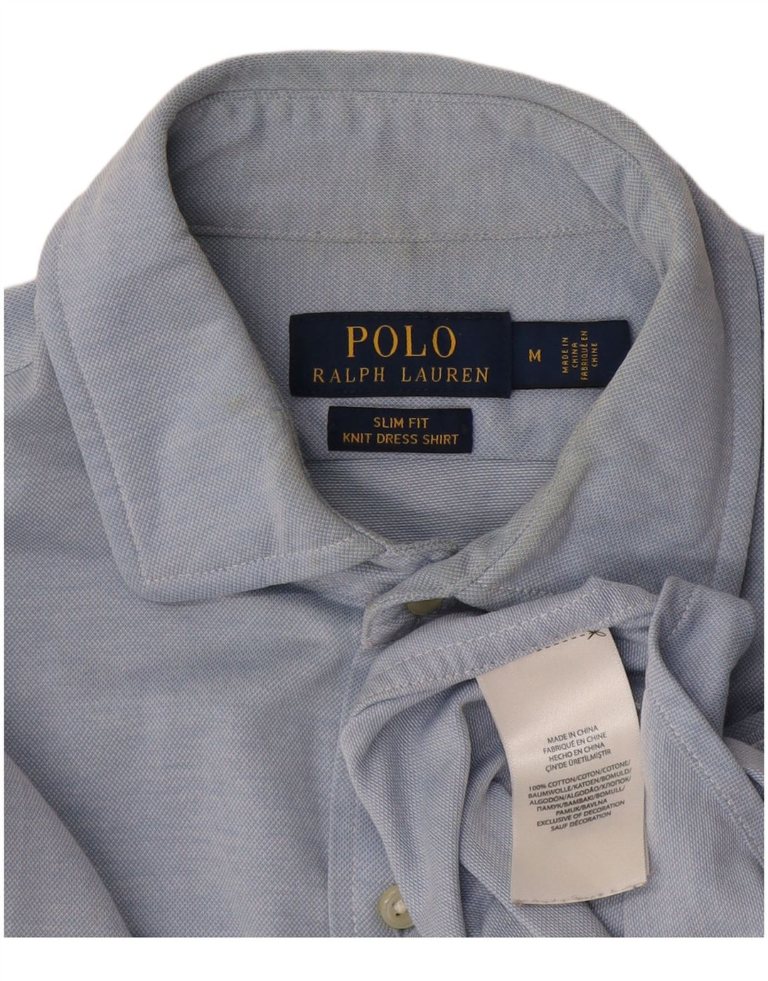 Мужская рубашка приталенного кроя Ralph Lauren, хлопок среднего синего цвета