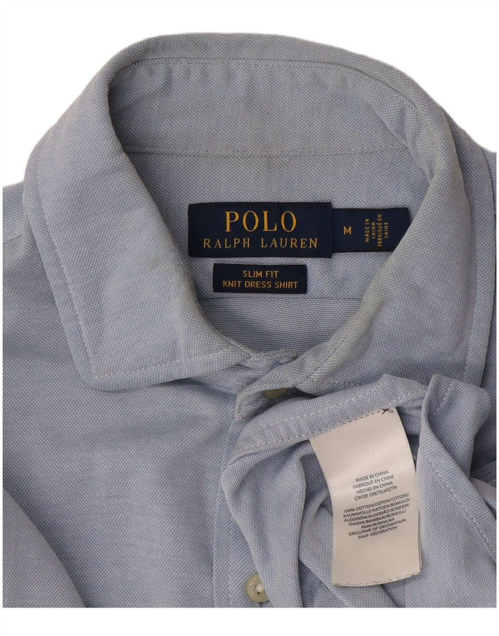 Мужская рубашка приталенного кроя Ralph Lauren, хлопок среднего синего цвета