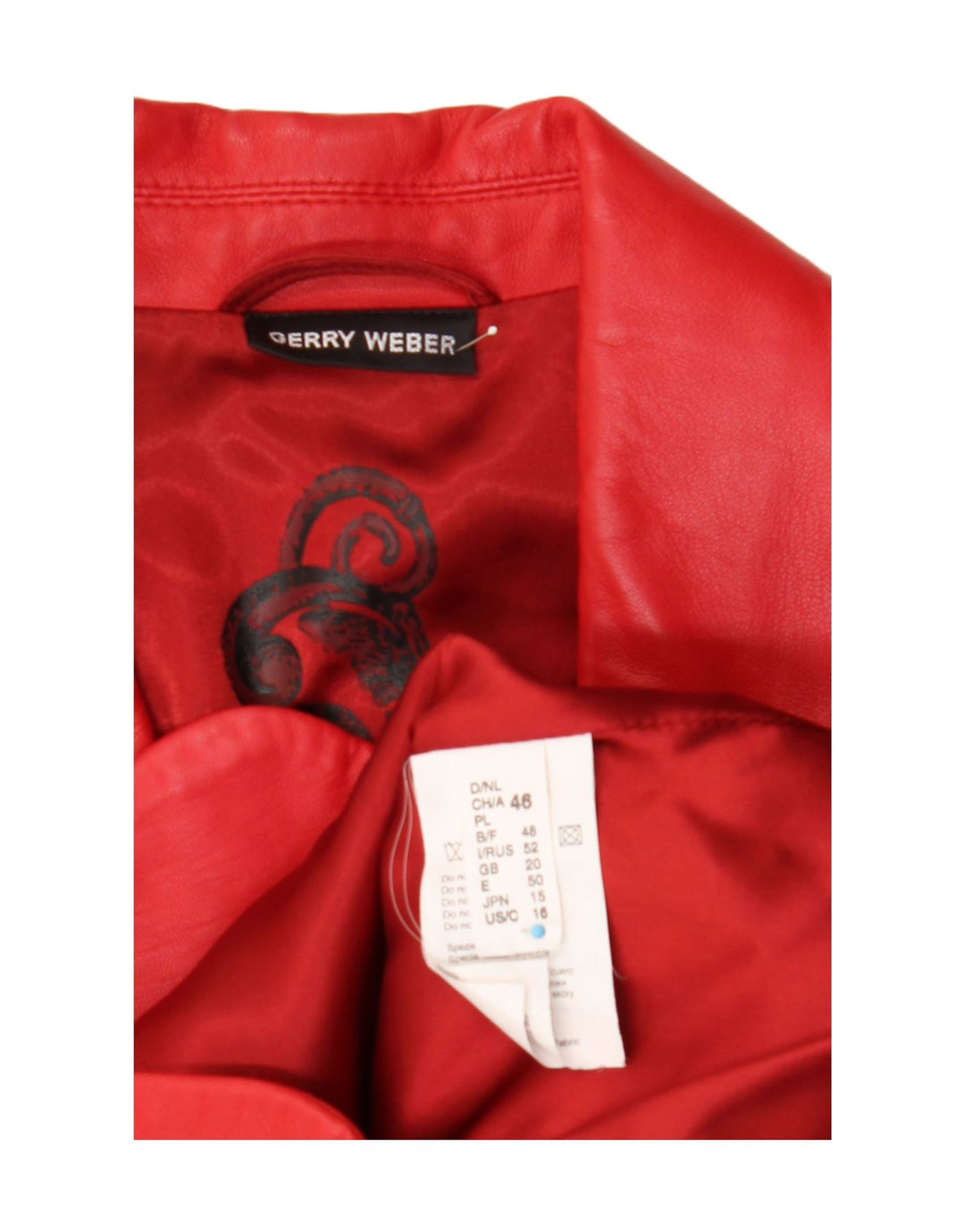 Женский кожаный пиджак с 3 пуговицами Gerry Weber UK 20 2XL, красный кожаный