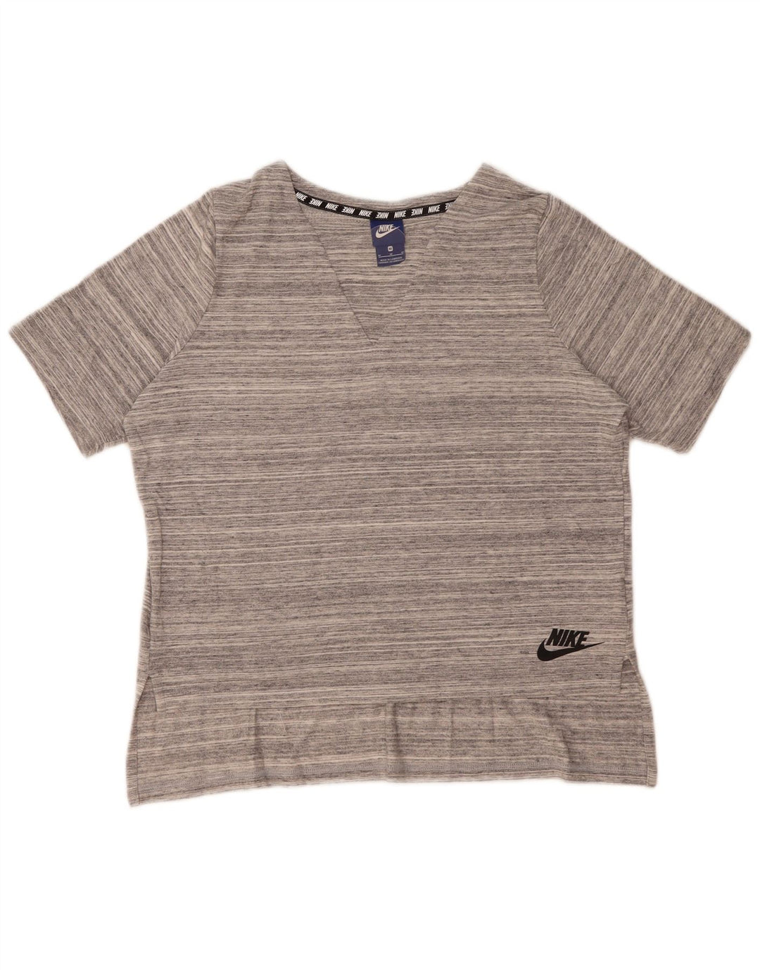 Женская футболка Nike Top UK 14, хлопковая, в серую полоску среднего размера