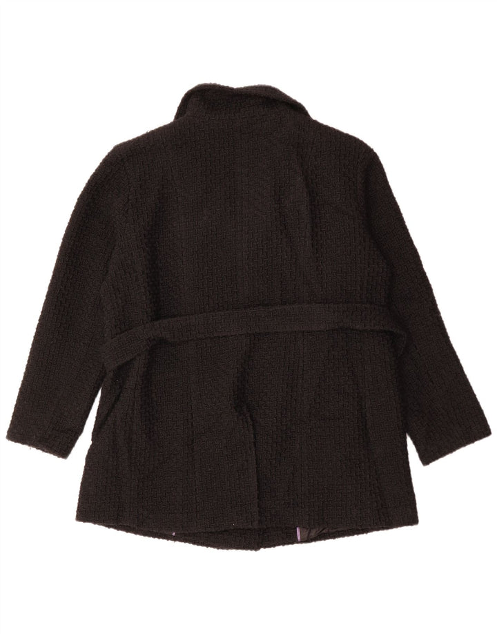 Женское двубортное пальто CALVIN KLEIN UK 18 XL, черное шерстяное