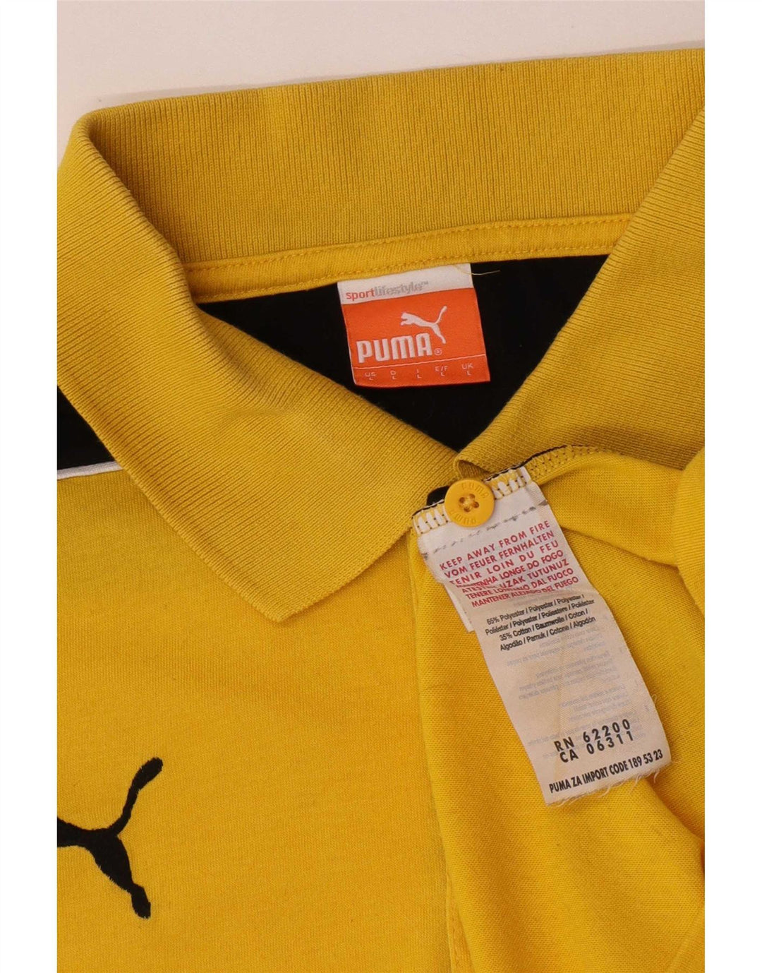 Мужская рубашка-поло Puma, большая желтая полиэстер с цветными блоками