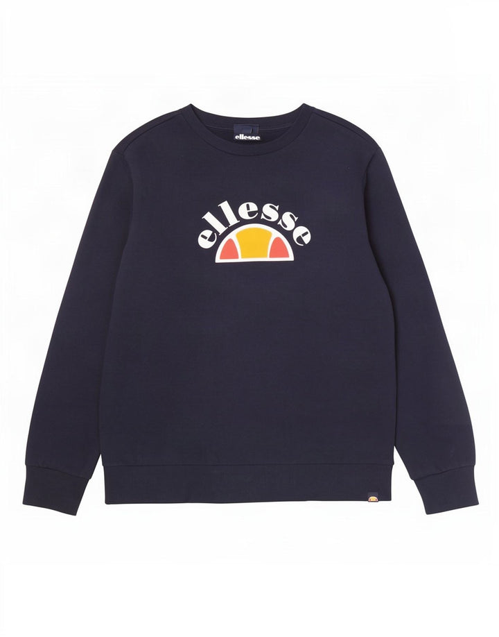 Ellesse Мужской свитшот с графическим рисунком, большой темно-синий хлопковый джемпер