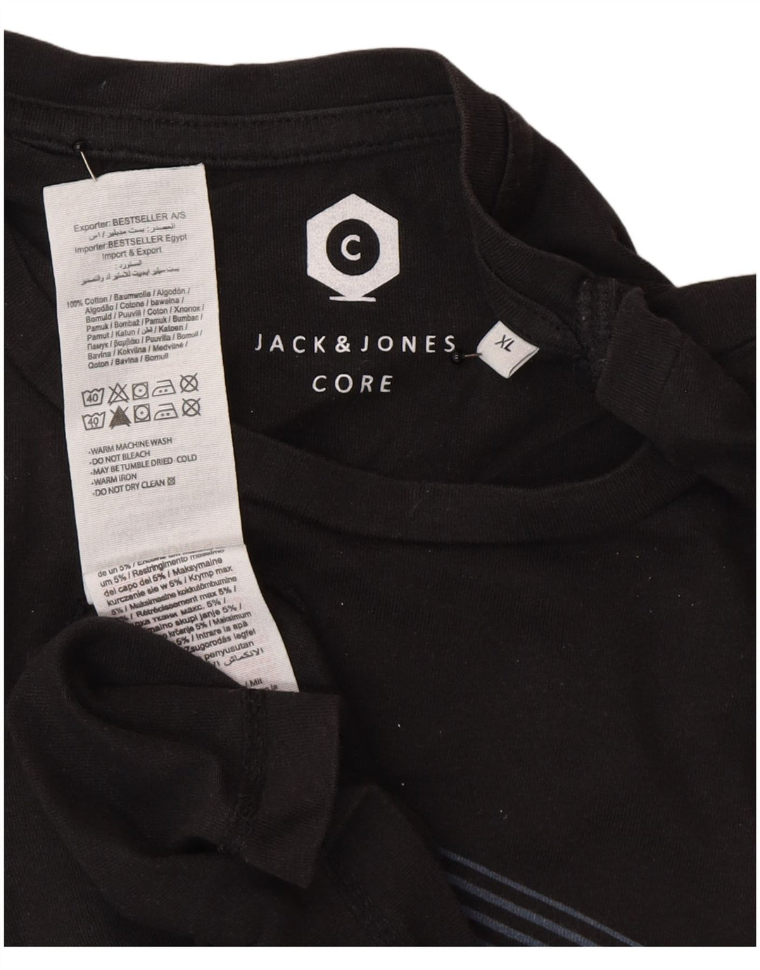 Мужская футболка Jack & Jones XL, черный хлопок