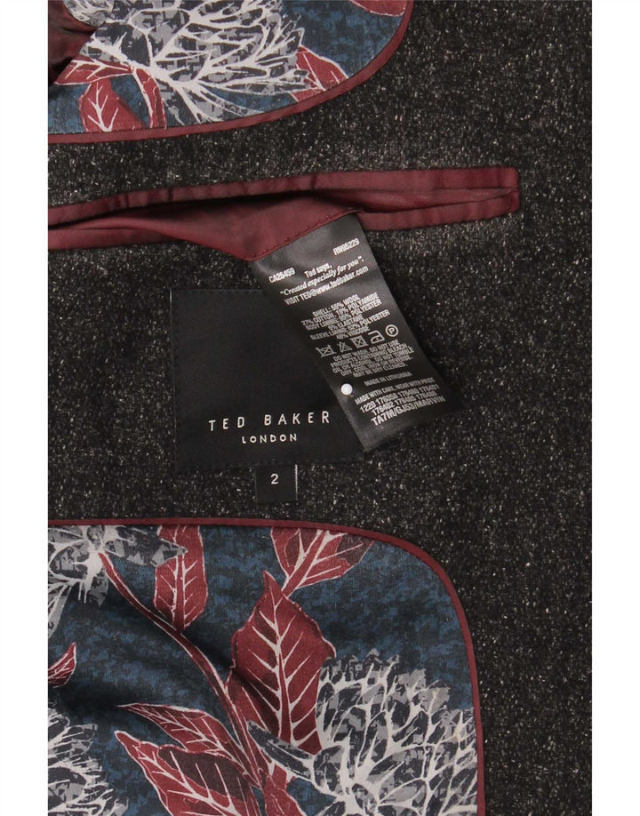 Мужское пальто Ted Baker, размер 2, маленькое серое шерстяное с крапинками