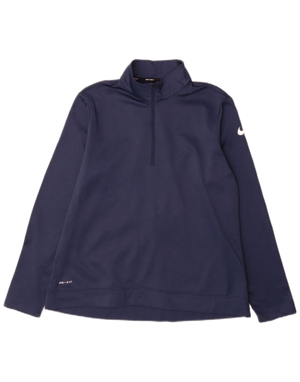 Женский свитер с воротником на молнии Nike Dri Fit UK 16, большой темно-синий