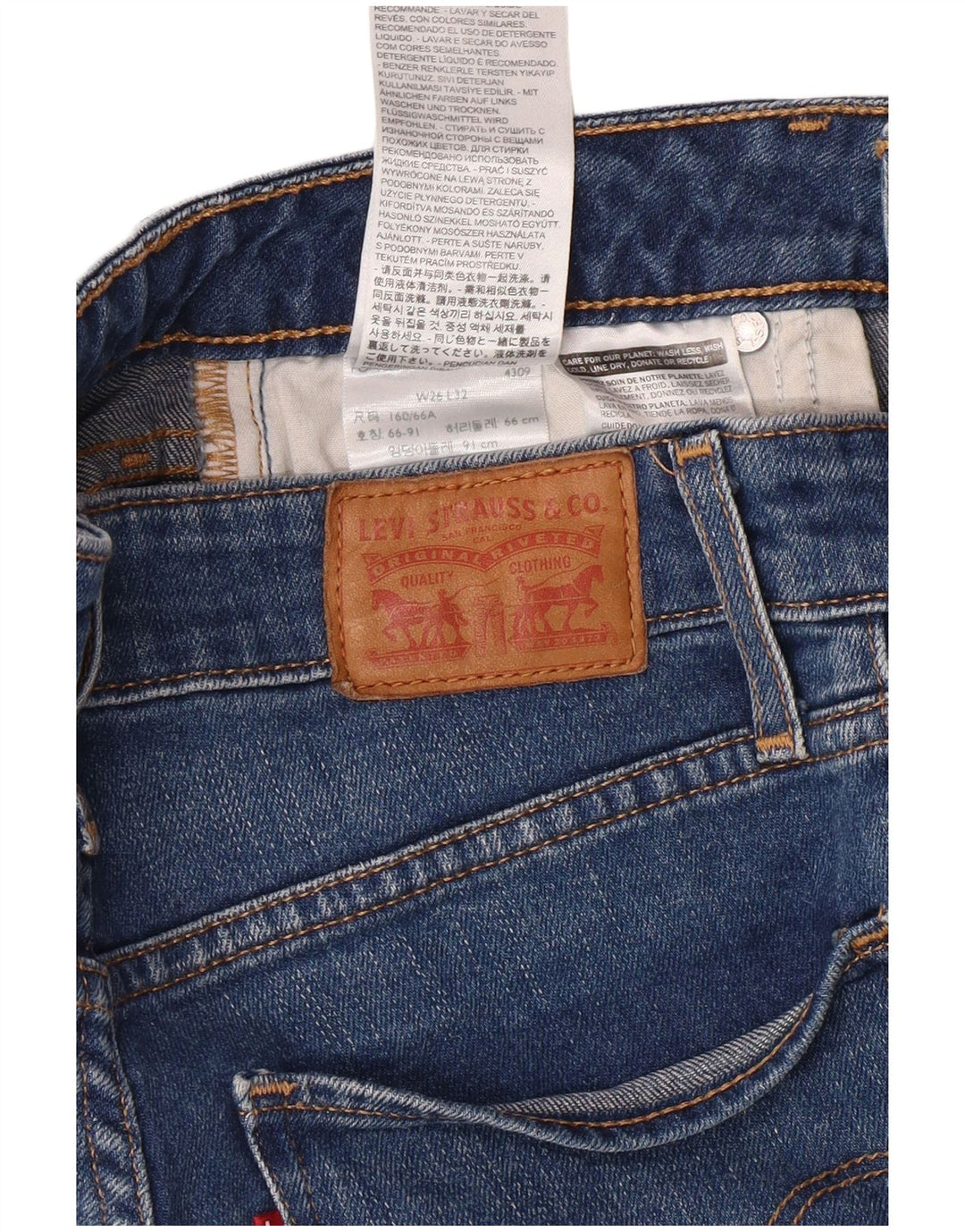 Женские джинсы скинни LEVI'S 721 с высокой посадкой W26 L32 Синие, хлопок