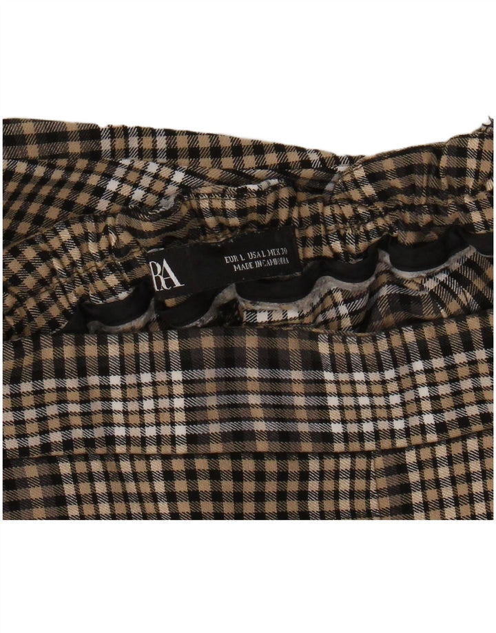Женские укороченные брюки Zara большие W30 L24 в коричневую клетку
