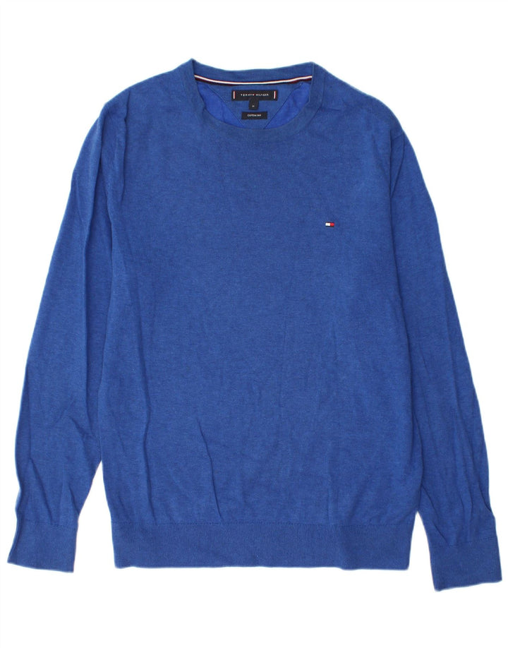 Мужской джемпер с круглым вырезом Tommy Hilfiger, хлопок среднего цвета, синий